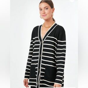 TUCKERNUCK
Worn once 
Black and White Stripe Lauren Cardigan